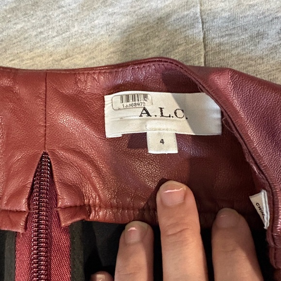 A.L.C. Burgundy Faux Leather Crop Top with Front Lace Detail - Picture 3 of 4